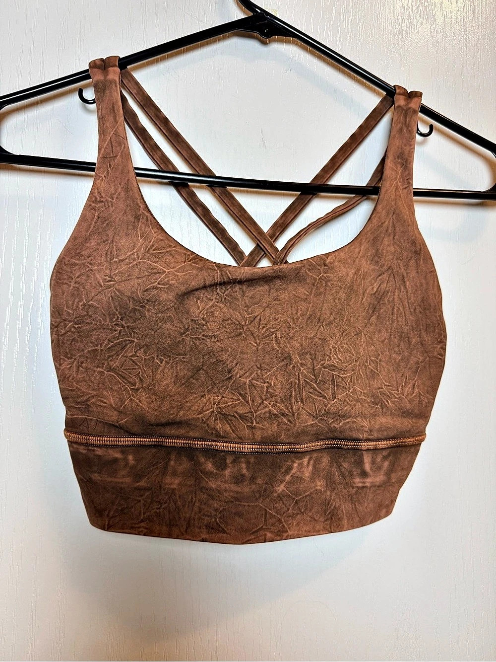 Lululemon Energy Longline Bra Ice Wash Brown Earth Size 6 crisscross back